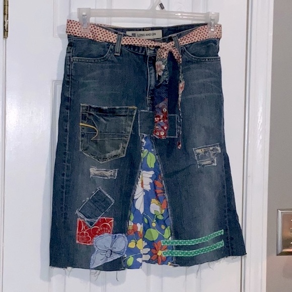 GAP Dresses & Skirts - OOAK Upcycled Boho Gap Patchwork Miniskirt Sz 6